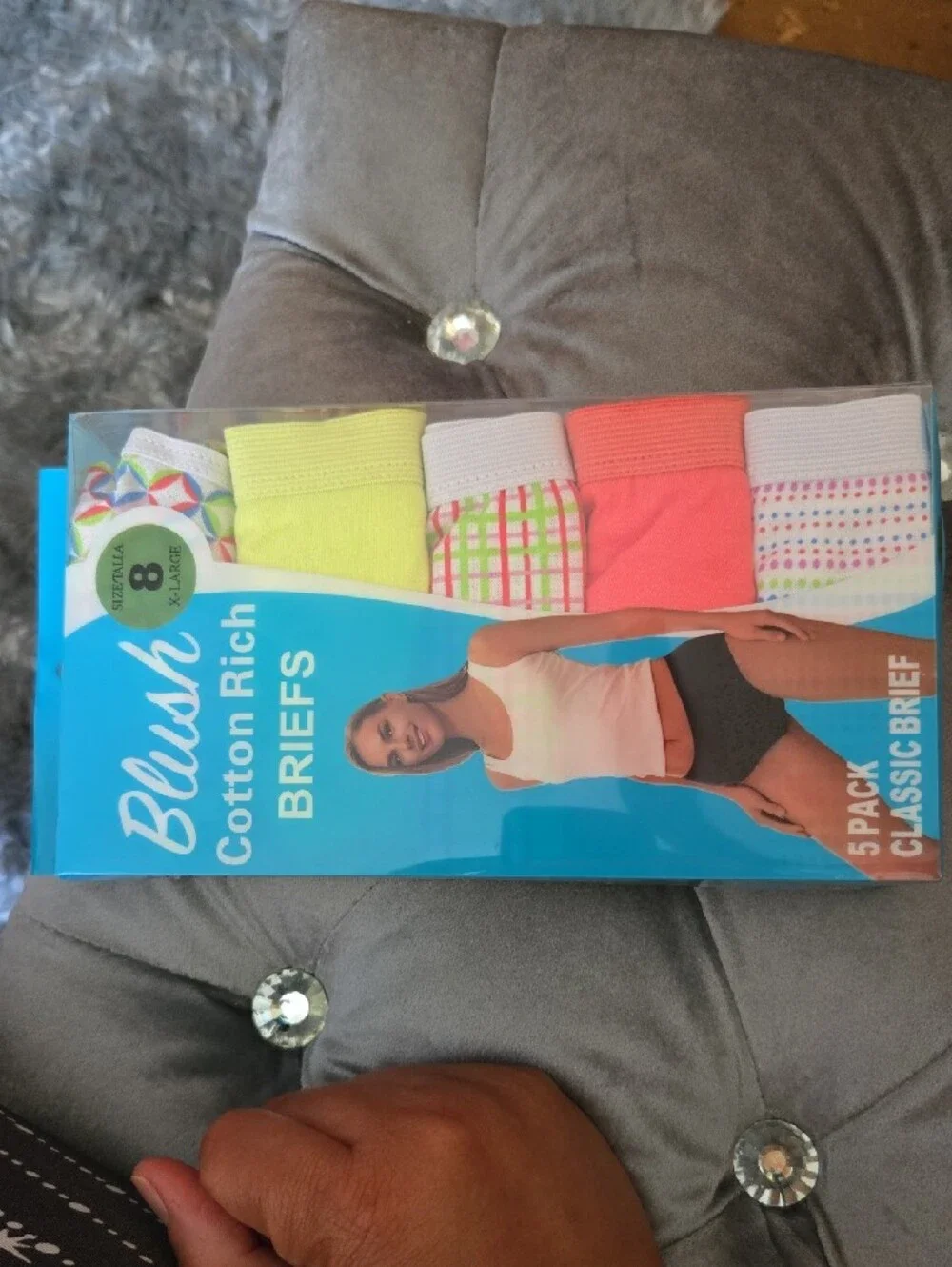 Blush 5-Pack Women's Briefs - Neon Yellow, Coral, White, Multicolor Prints💚 NEW - Picture 4 of 6